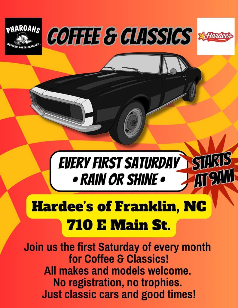 Pharaohs Coffee & Classics event at Hardee's of Franklin, NC in Franklin, NC on May 7, 2026