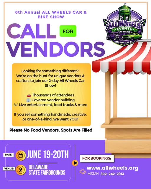 6Th Annual All Wheels Car & Bike Show event at Delaware State Fairgrounds in Harrington, DE on June 19, 2026