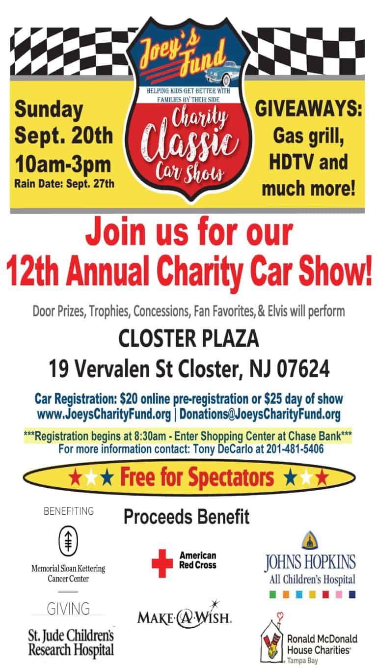 Joey’s Fund 12th Annual Charity Classic Car Show car show in Closter, NJ