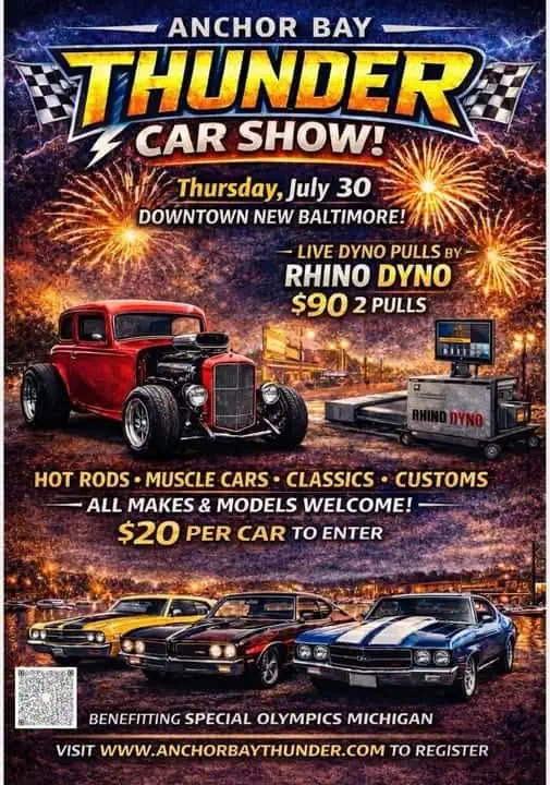Anchor Bay Thunder Car Show event at Downtown New Baltimore in New Baltimore, MI on July 30, 2026
