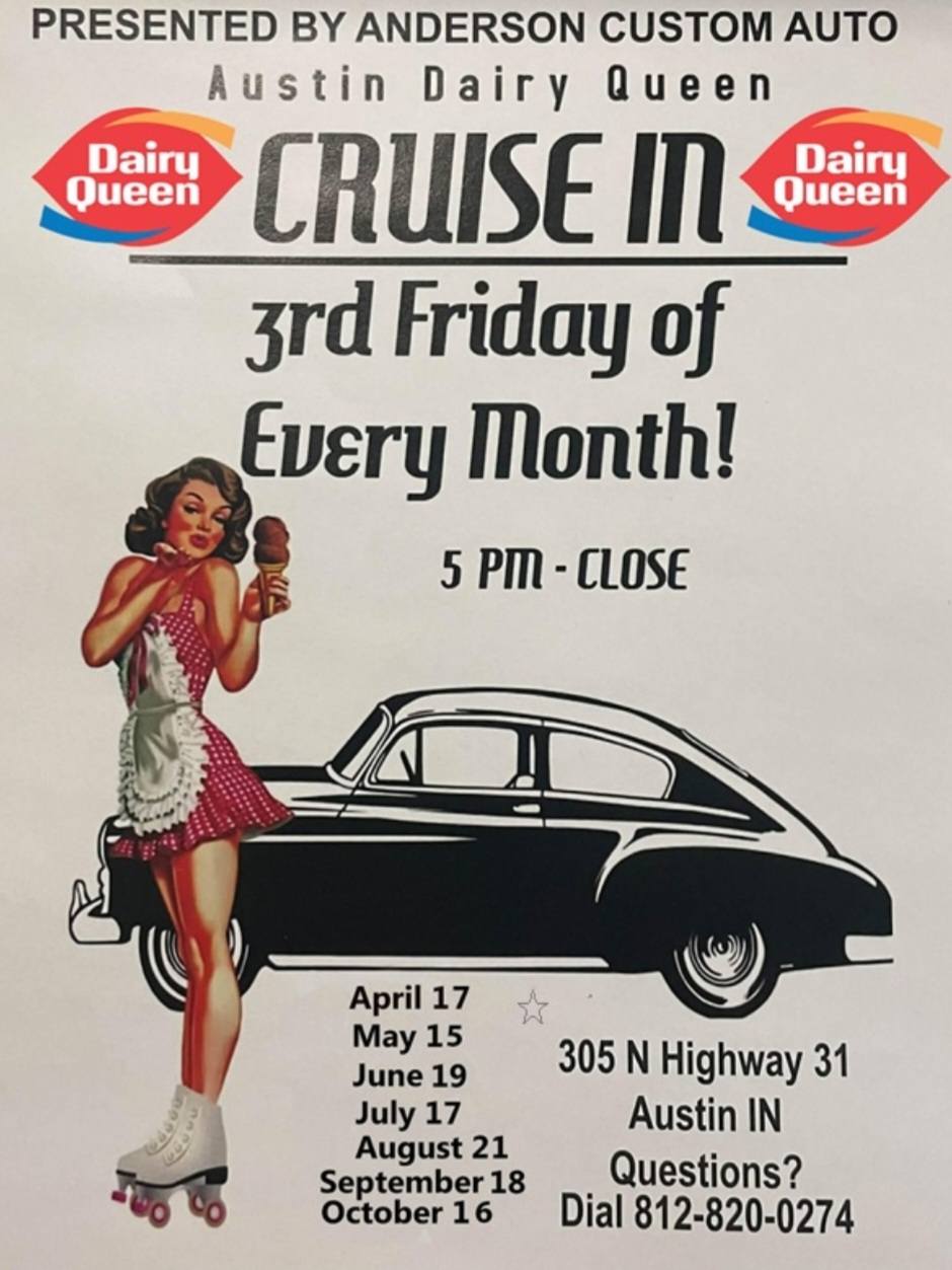 Austin Dairy Queen Cruise In event at Austin Dairy Queen in Austin, IN on May 20, 2026