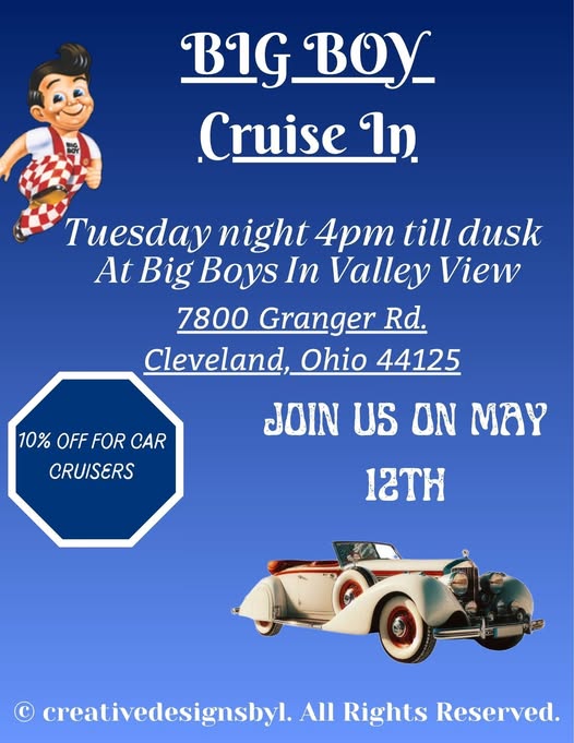 BIG BOY Cruise In event at Big Boys In Valley View in Cleveland, OH on May 12, 2026