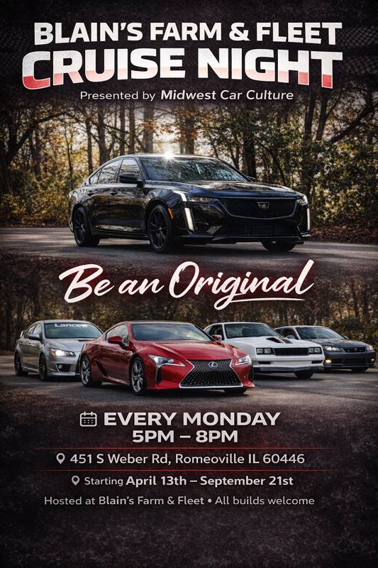 Blain's Farm & Fleet Cruise Night event at Blain's Farm & Fleet in Romeoville, IL on April 13, 2026