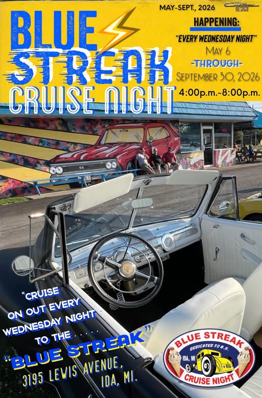 Blue Streak Cruise Night event at Blue Streak in Ida, MI on May 6, 2026