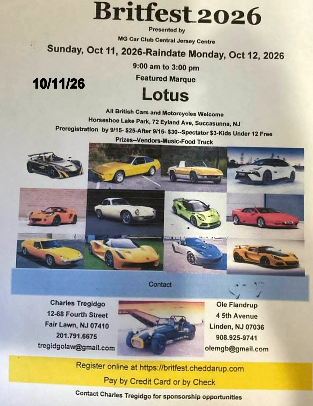 Britfest 2026 event at Horseshoe Lake Park in Succasunna, NJ on October 11, 2026