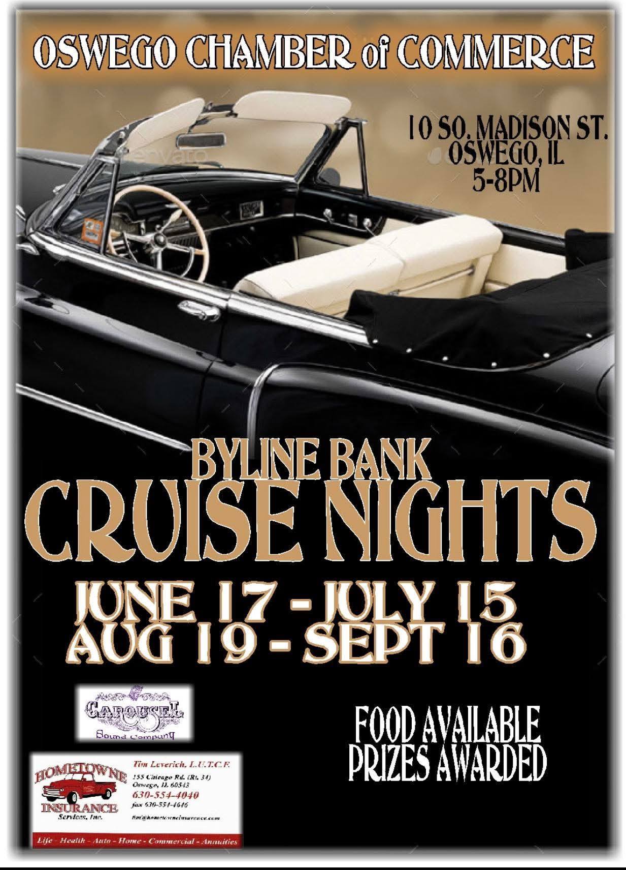 Byline Bank Cruise Nights event at Oswego Chamber of Commerce in Oswego, IL on June 17, 2026