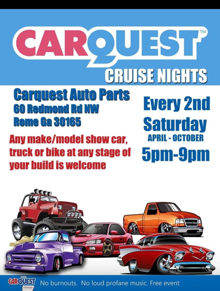 Carquest Cruise Nights event at Carquest Auto Parts in Rome, GA on April 9, 2026