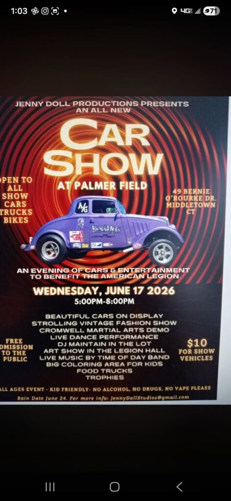 Jenny Doll Productions Presents An All New Car Show At Palmer Field event at Palmer Field in Middletown, CT on June 17, 2026