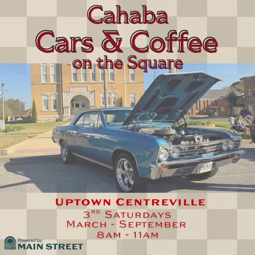 Cahaba Cars & Coffee on the Square event at Uptown Centreville in Centreville, AL on May 21, 2026