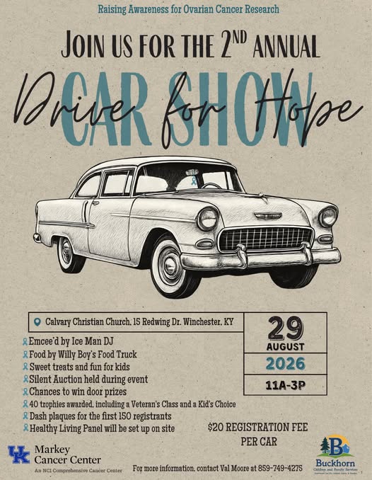Calvary Christian Church 2nd Annual Drive for Hope Car Show event at Calvary Christian Church in Winchester, KY on August 29, 2026