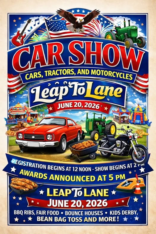 Car Show Cars, Tractors, and Motorcycles Leap to Lane event at Leap To Lane in Lane, SD on June 20, 2026