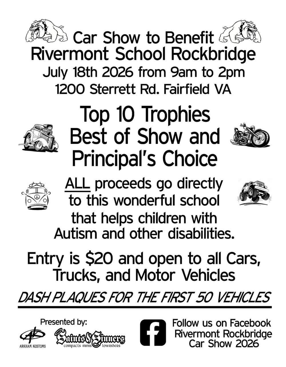 Car Show to Benefit Rivermont School Rockbridge event at Rivermont School Rockbridge in Fairfield, VA on July 18, 2026