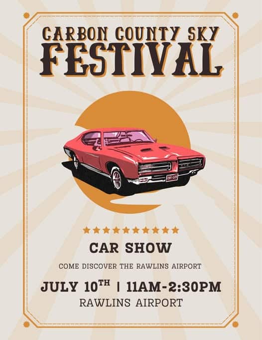 Carbon County Sky Festival Car Show event at Rawlins Airport in Rawlins, WY on July 10, 2026
