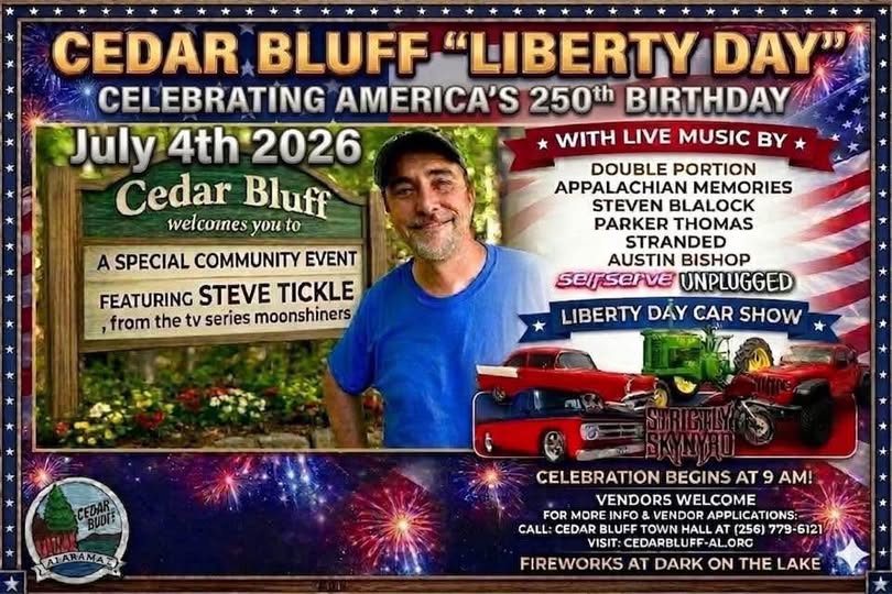 Cedar Bluff "Liberty Day" event at Cedar Bluff Town Hall in Cedar Bluff, AL on July 4, 2026