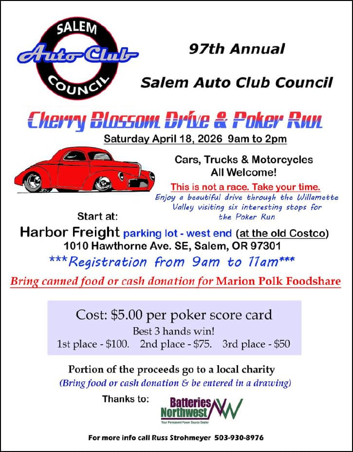 Cherry Blossom Drive & Poker Run event at Harbor Freight in Salem, OR on April 18, 2026