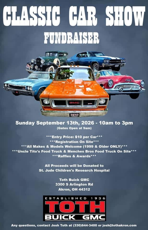 Classic Car Show Fundraiser event at 3300 S Arlington Rd in Akron, OH on September 13, 2026