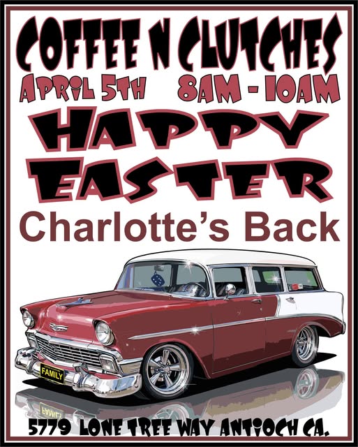 Coffee N Clutches Happy Easter event at Charlotte's Back in Antioch, CA on April 5, 2026