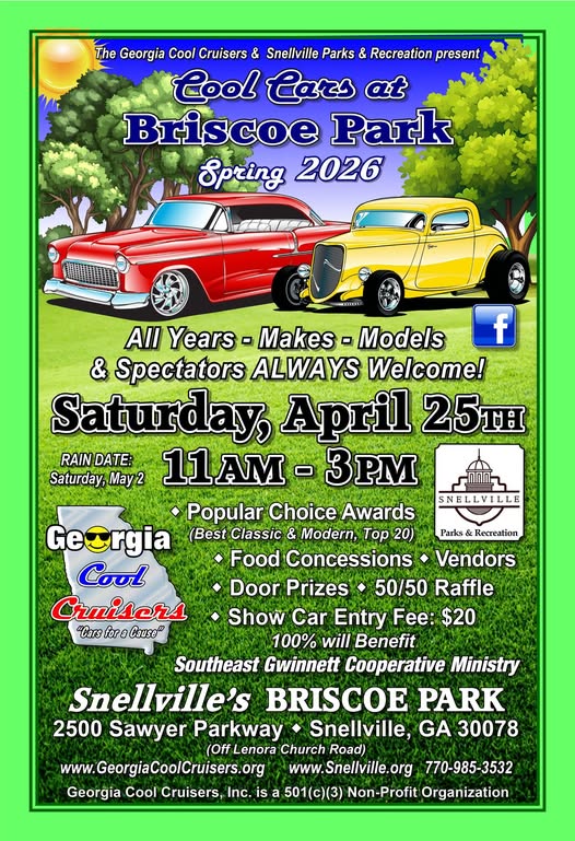 Cool Cars At Briscoe Park event at Snellville's Briscoe Park in Snellville, GA on April 25, 2026