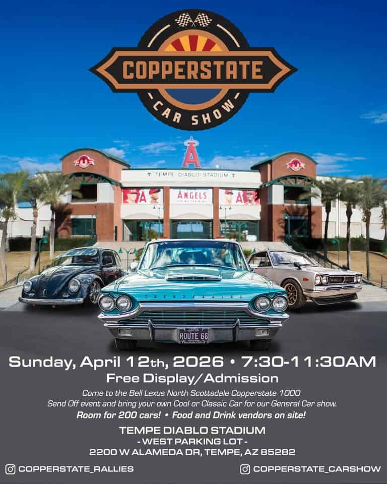 Copperstate Car Show event at 2200 W Alameda Dr in Tempe, AZ on April 12, 2026