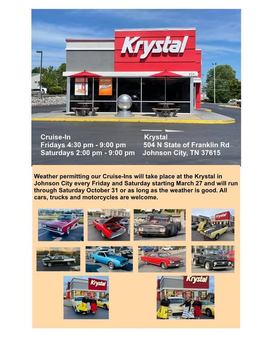 Cruise-In event at Krystal in Johnson City, TN on April 2, 2026