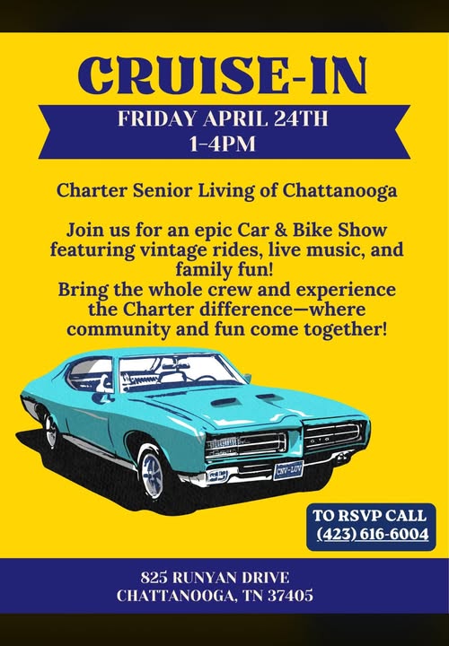 Cruise-In event at Charter Senior Living of Chattanooga in Chattanooga, TN on April 24, 2026