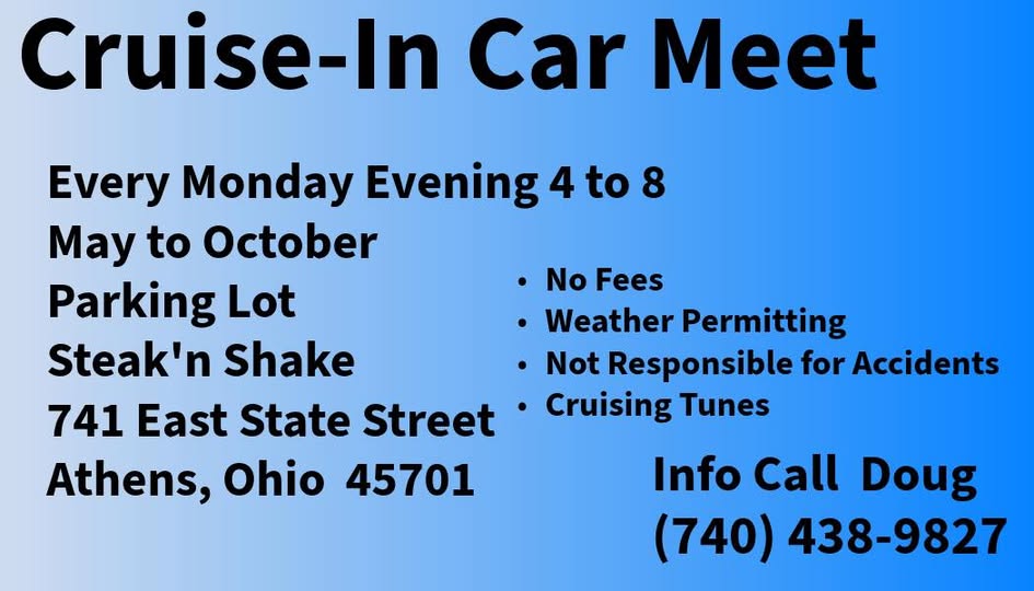 Cruise-In Car Meet event at Steak'n Shake in Athens, OH on April 11, 2026