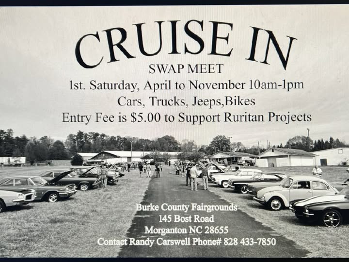 Cruise In Swap Meet event at Burke County Fairgrounds in Morganton, NC on May 7, 2026