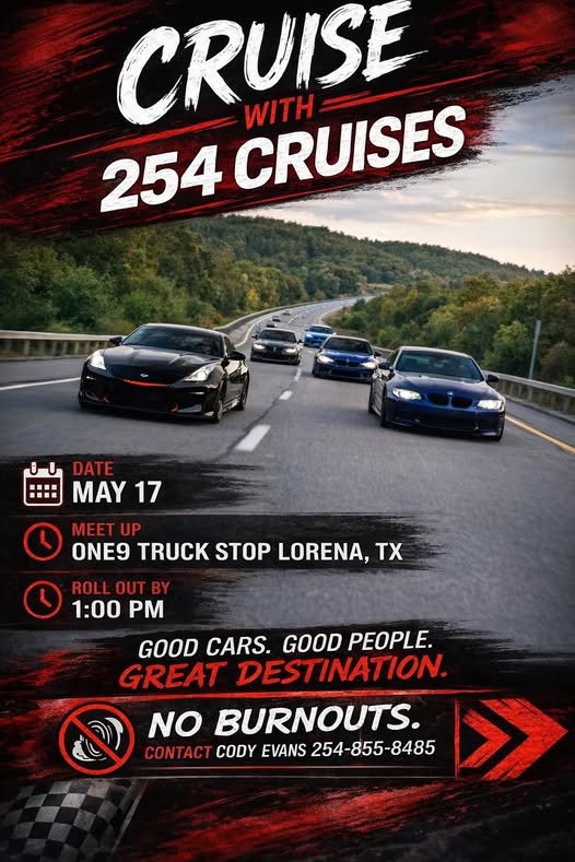 Cruise With 254 Cruises event at One9 Truck Stop Lorena, Tx in Lorena, TX on May 17, 2026
