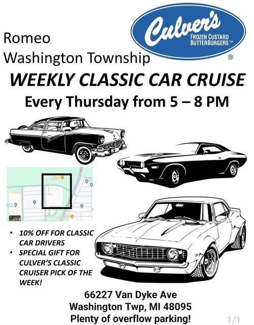 Culver's Weekly Classic Car Cruise event at Culver's in Washington Twp, MI on April 28, 2026