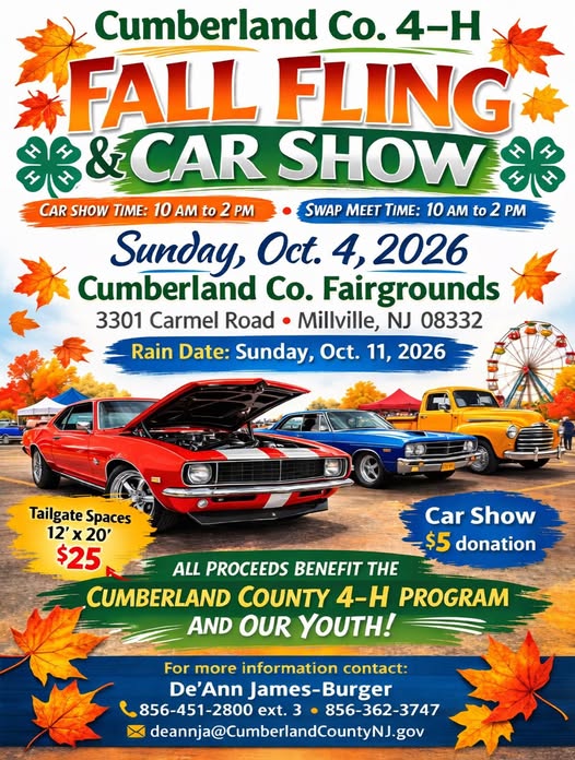 Cumberland Co. 4-H Fall Fling & Car Show event at Cumberland Co. Fairgrounds in Millville, NJ on October 4, 2026