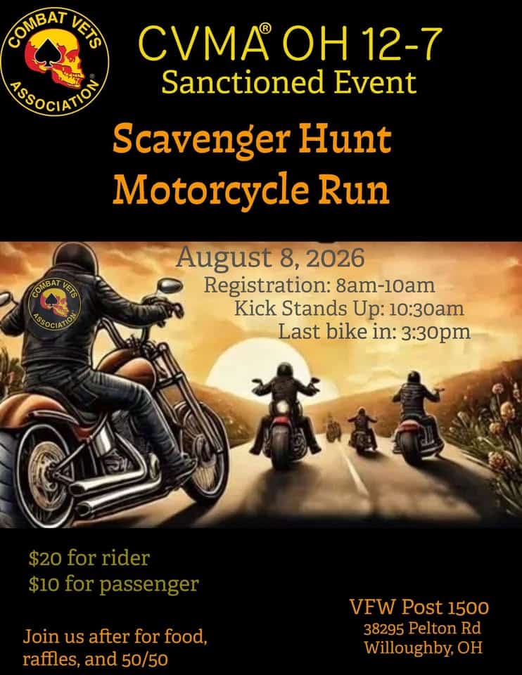 CVMA 12-7 Sanctioned Event event at 38295 Pelton Rd in Willoughby, OH on August 8, 2026