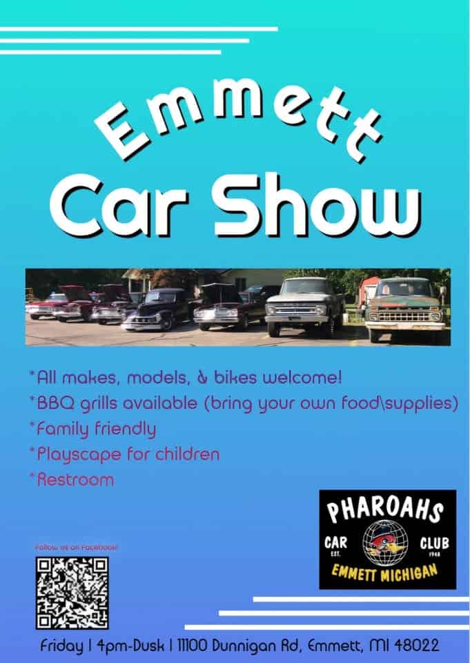 Emmett Car Show event at 11100 Dunnigan Rd in Emmett, MI on May 1, 2026