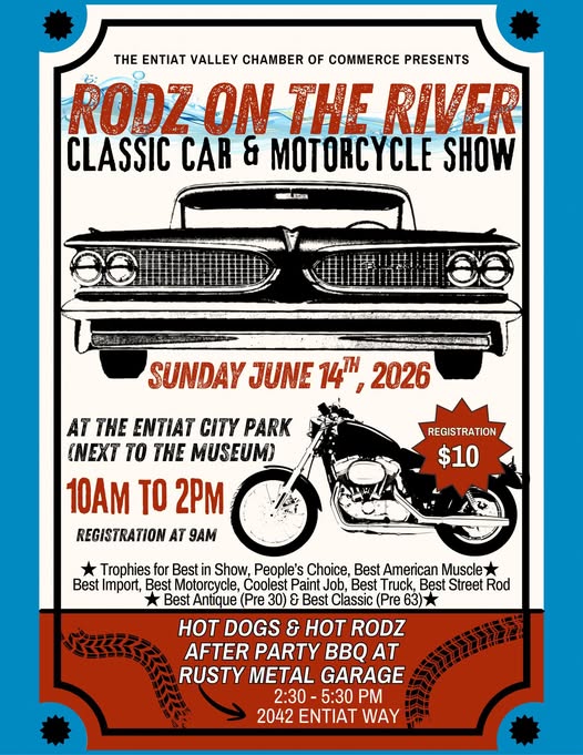 Entiat Valley Chamber Of Commerce Presents Rodz On The River Classic Car & Motorcycle Show event at Entiat City Park in Entiat, WA on June 14, 2026