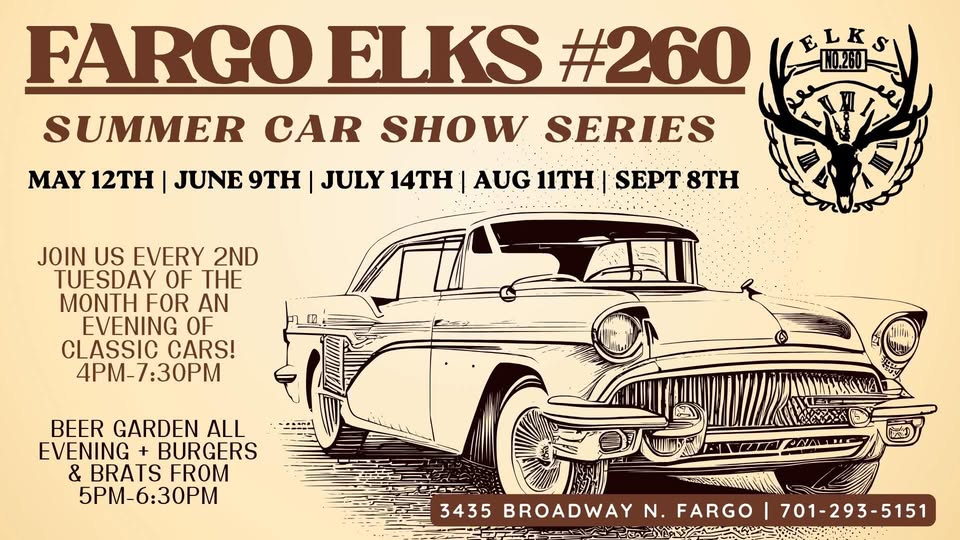 Fargo Elks #260 Summer Car Show Series event at Fargo Elks #260 in Fargo, ND on June 14, 2026