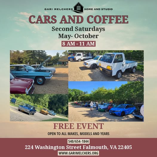 Gari Melchers' Cars And Coffee event at Gari Melchers' Home And Studio in Falmouth, VA on May 14, 2026