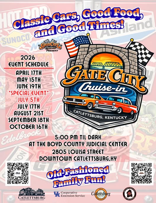 Gate City Cruise-In event at Boyd County Judicial Center in Catlettsburg, KY on July 5, 2026
