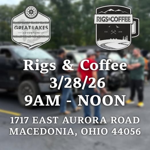 Great Lakes Adventure Rigs & Coffee event at 1717 East Aurora Road in Macedonia, OH on March 28, 2026