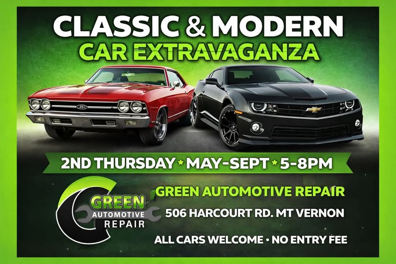Green Automotive Repair Classic & Modern Car Extravaganza event at Green Automotive Repair in Mt Vernon, OH on May 14, 2026