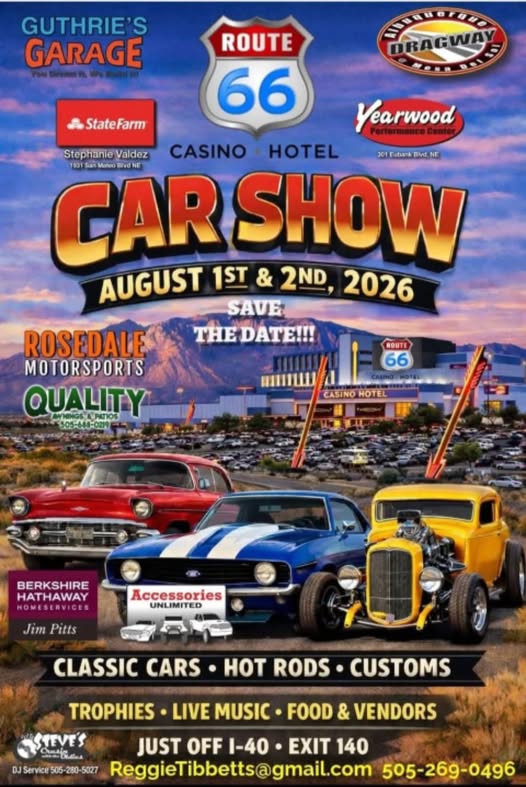 Guthrie's Garage Route 66 Casino Hotel Car Show event at Route 66 Casino Hotel in Albuquerque, NM on August 1, 2026