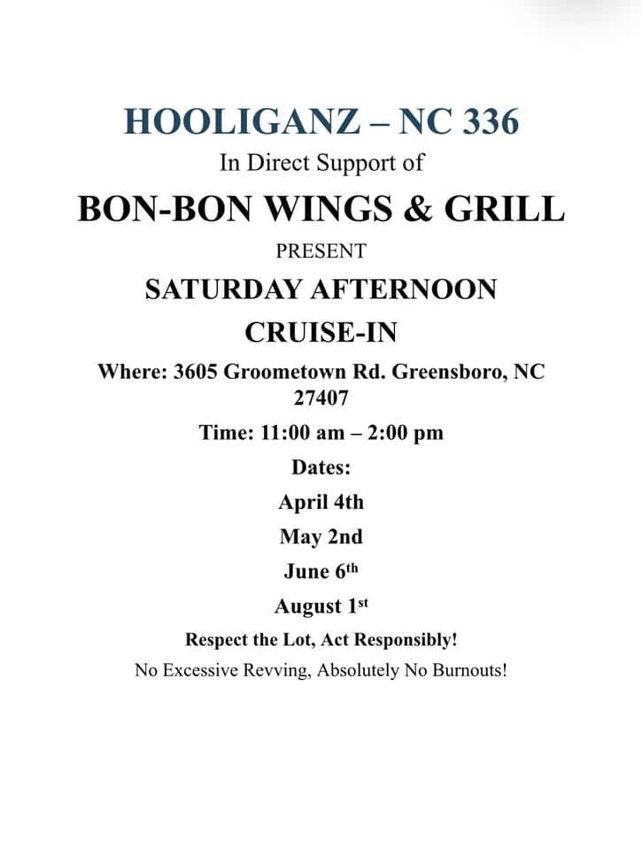 Hooliganz @ Bon-Bon Wings & Grill event at 3605 Groometown Rd in Greensboro, NC on May 2, 2026