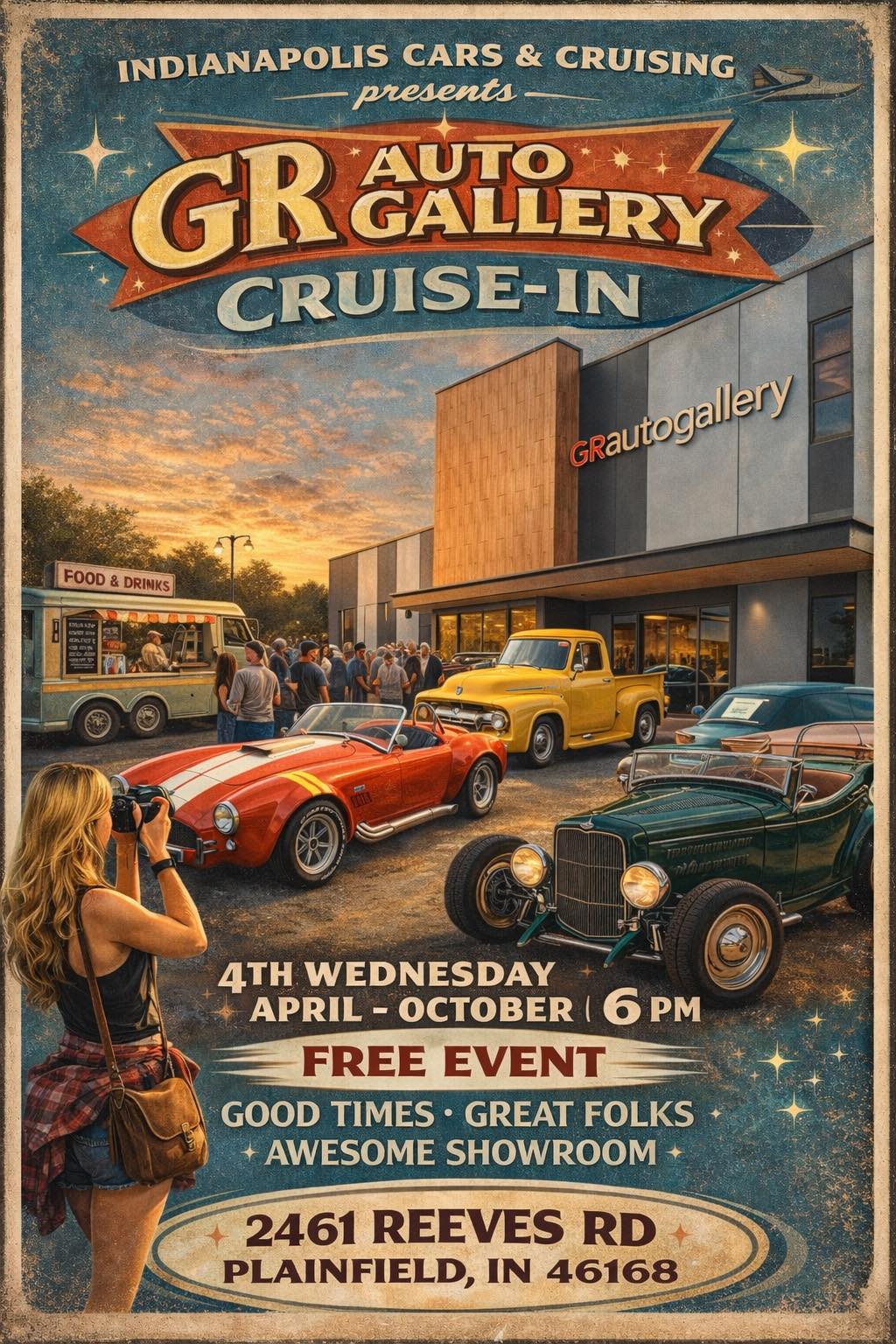 Indianapolis Cars & Cruising GR Auto Gallery Cruise-in event at GR Auto Gallery in Plainfield, IN on April 27, 2026