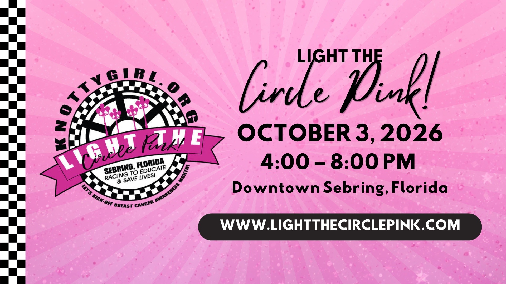 Knotty Girl Light The Circle Pink! event at Downtown Sebring, Florida in Sebring, FL on October 3, 2026