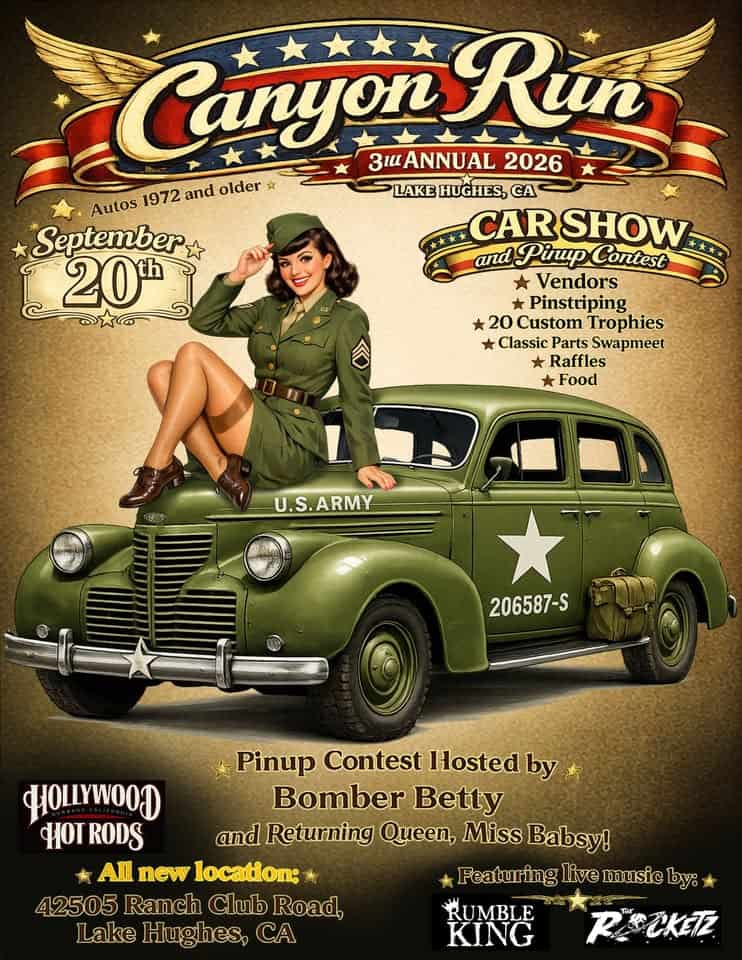 Lake Hughes Canyon Run Car Show event at 42505 Ranch Club Rd in Lake Hughes, CA on September 20, 2026