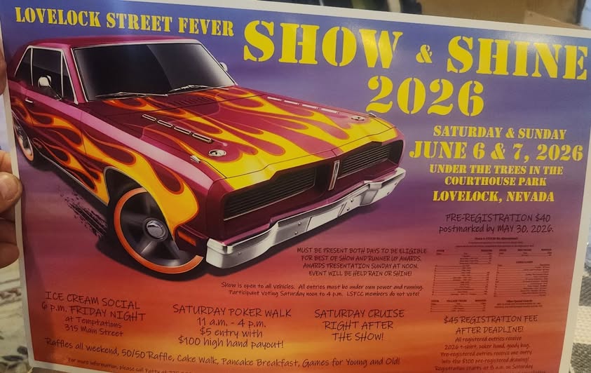Lovelock Street Fever Show & Shine 2026 event at Courthouse Park in Lovelock, NV on June 6, 2026