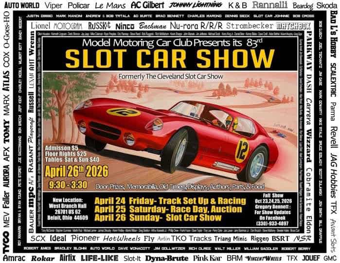 Model Motoring Car Club Slot Car Show event at 26701 Mahoning Columbiana County Line Rd in Beloit, OH on April 26, 2026