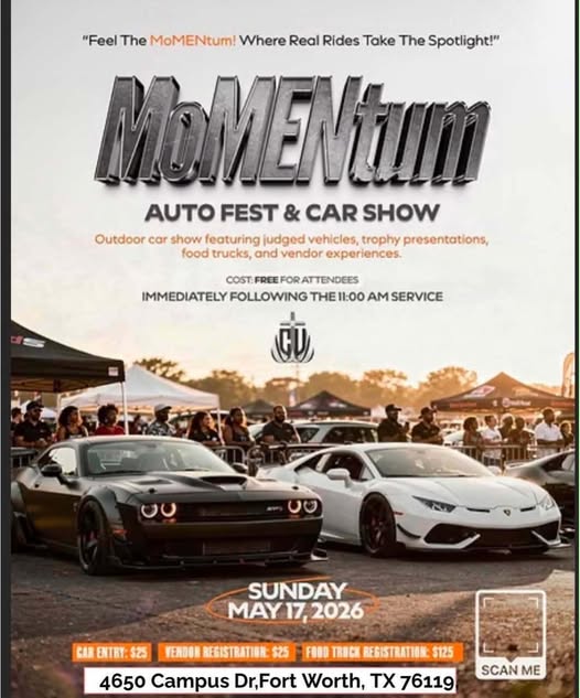 MoMENtum Auto Fest & Car Show event at 4650 Campus Dr in Fort Worth, TX on May 17, 2026