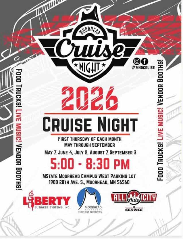 Moorhead Cruise Night event at 1900 28Th Ave S in Moorhead, MN on July 2, 2026