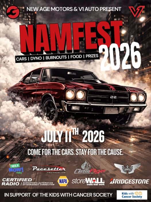 NAMFEST 2026 event at New Age Motors in Leduc, AB on July 11, 2026