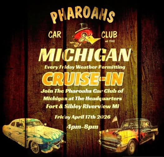Pharoahs Car Club Michigan Cruise-In event at The Headquarters in Riverview, MI on April 17, 2026