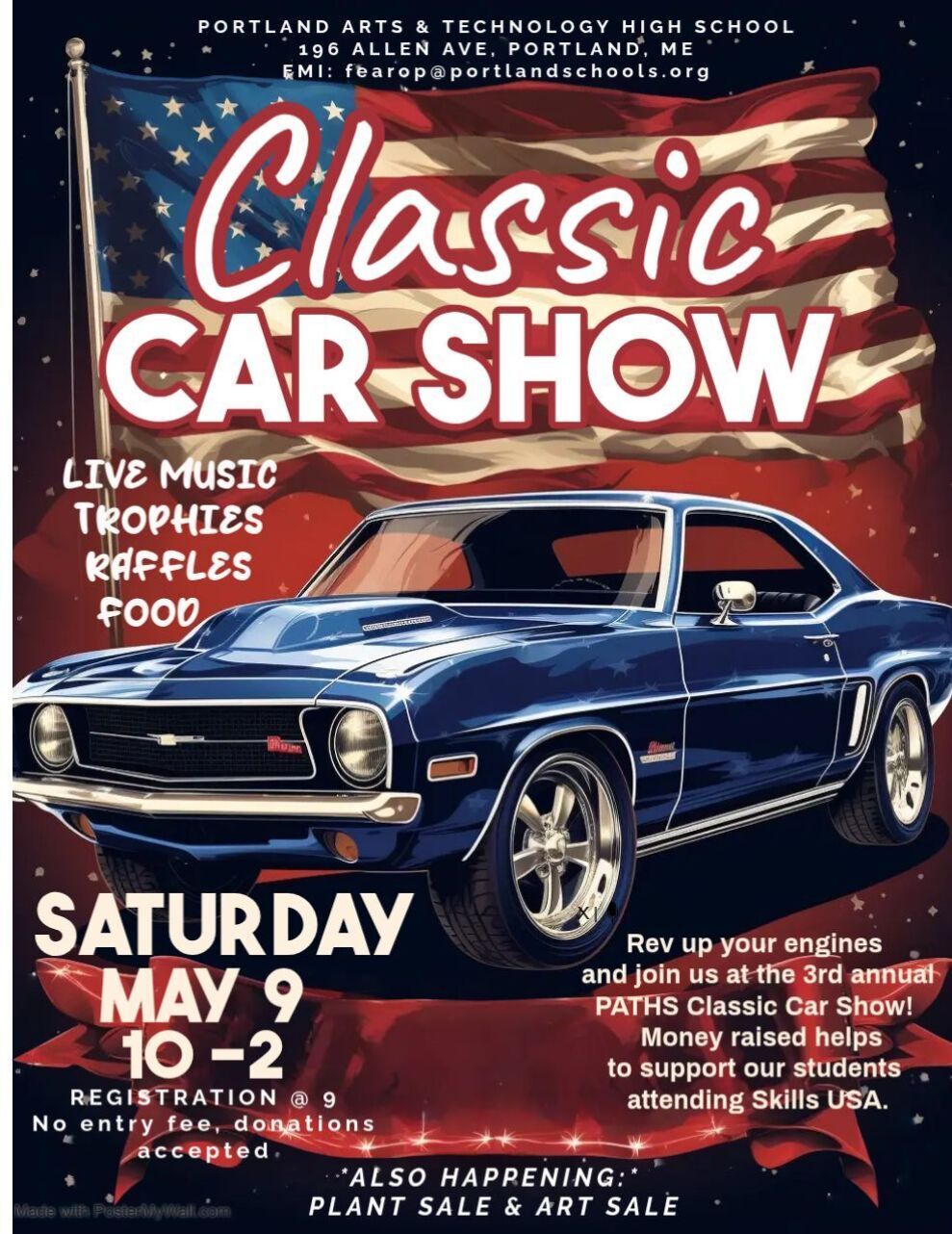 PORTLAND ARTS & TECHNOLOGY HIGH SCHOOL Classic Car Show event at PORTLAND ARTS & TECHNOLOGY HIGH SCHOOL in PORTLAND, ME on May 9, 2026